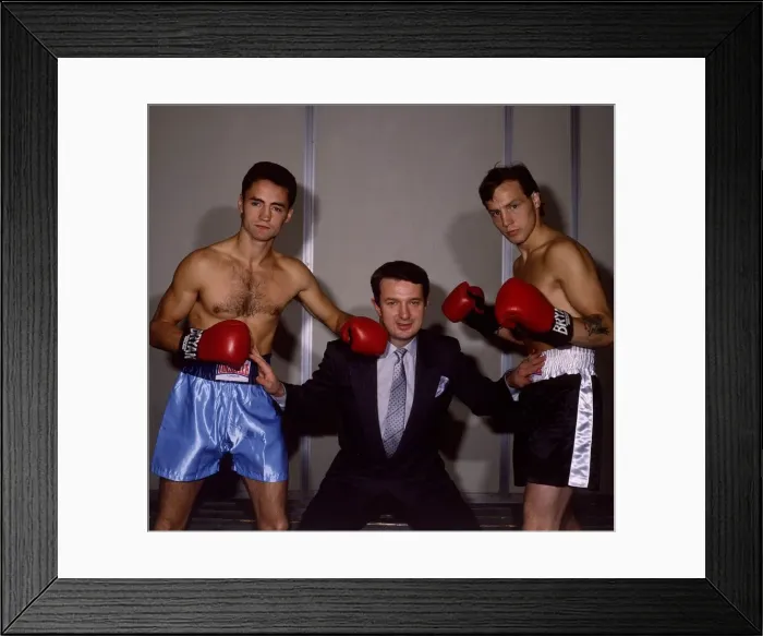 Framed Print : Billy Buchanan & Steve Boyle boxers September 1987 with boxing promoter Tommy Framed Print : Billy Buchanan & Steve Boyle boxers September 1987 with boxing promoter Tommy