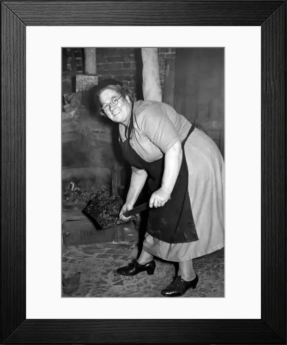 Framed Print : Mrs. Ethel Comeny Stoker, seen here feeding the boiler. October 1952 C5925-001 Framed Print : Mrs. Ethel Comeny Stoker, seen here feeding the boiler. October 1952 C5925-001