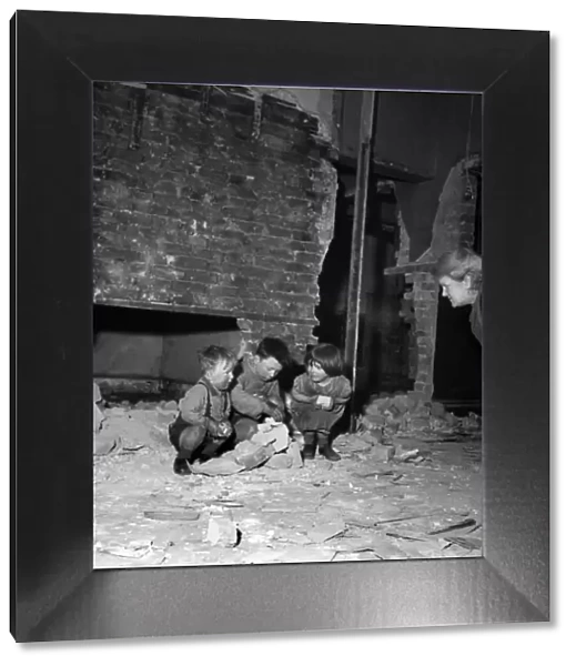 Children of the Duncan family at their school situated in a Manchester slum area