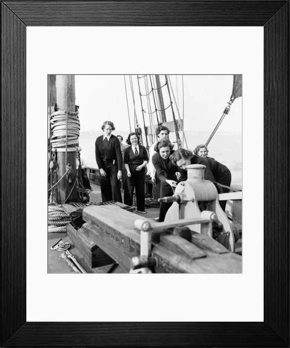 Framed Print : Sailors and cadets of the under 21 sailing club seen here aboard the Brixham fishing Framed Print : Sailors and cadets of the under 21 sailing club seen here aboard the Brixham fishing