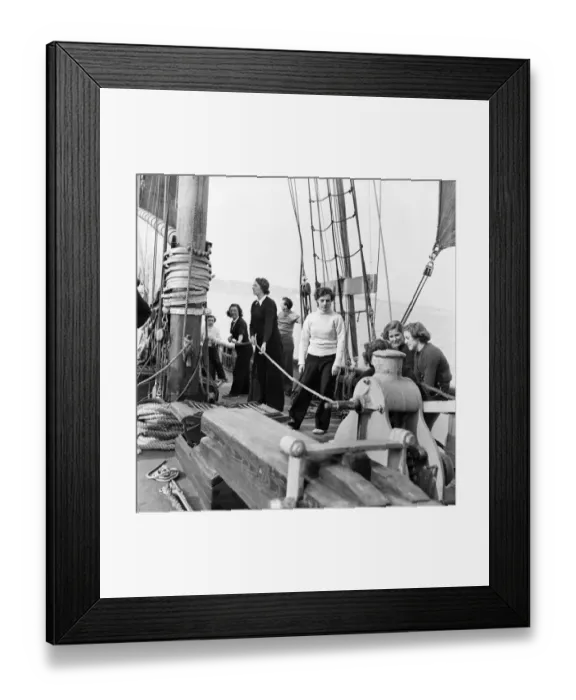 Framed Print : Sailors and cadets of the under 21 sailing club seen here aboard the Brixham fishing Framed Print : Sailors and cadets of the under 21 sailing club seen here aboard the Brixham fishing