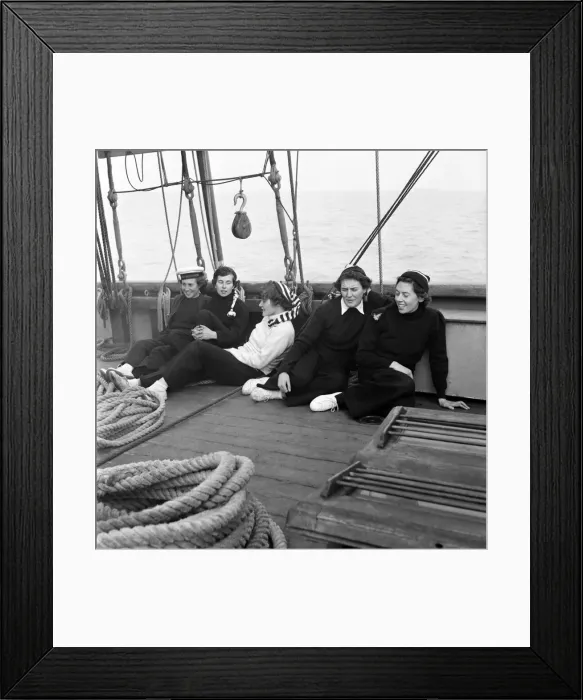 Framed Print : Sailors and cadets of the under 21 sailing club seen here aboard the Brixham fishing Framed Print : Sailors and cadets of the under 21 sailing club seen here aboard the Brixham fishing