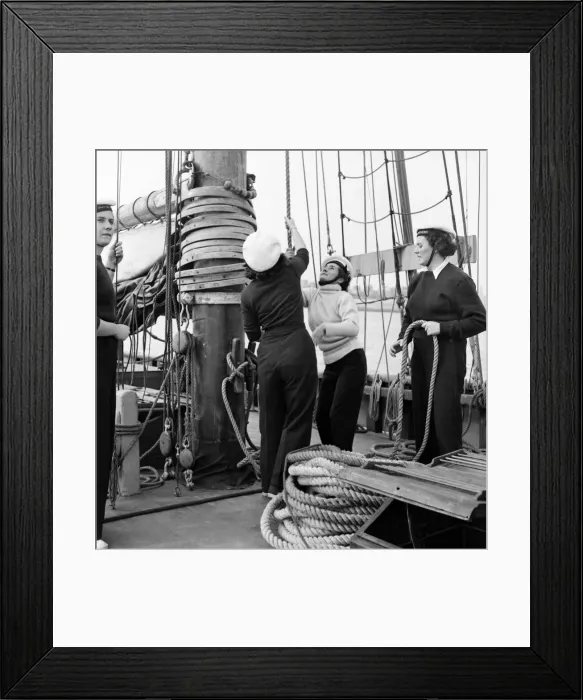 Framed Print : Sailors and cadets of the under 21 sailing club seen here aboard the Brixham fishing Framed Print : Sailors and cadets of the under 21 sailing club seen here aboard the Brixham fishing