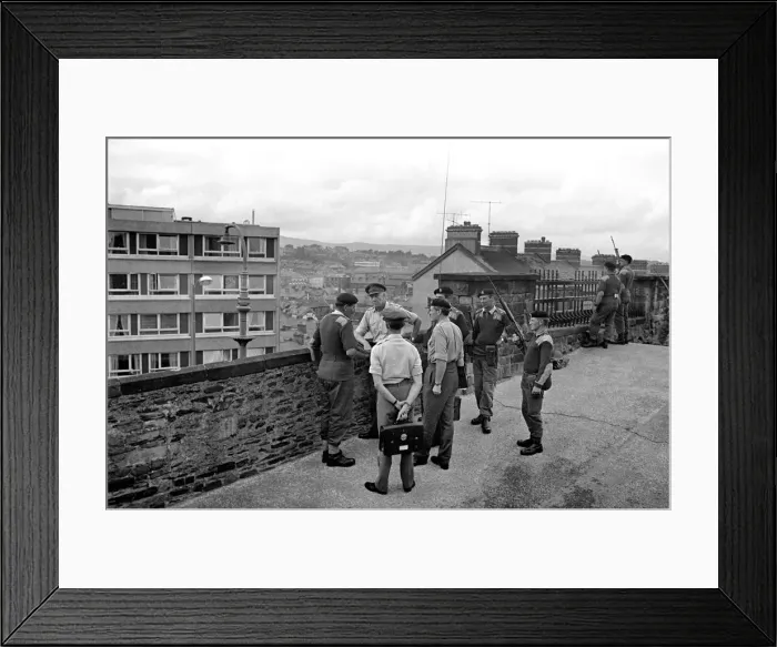 Framed Print : Northern Ireland August 1969. Chief of staff General Sir Geoffrey Baker seen here touring Framed Print : Northern Ireland August 1969. Chief of staff General Sir Geoffrey Baker seen here touring