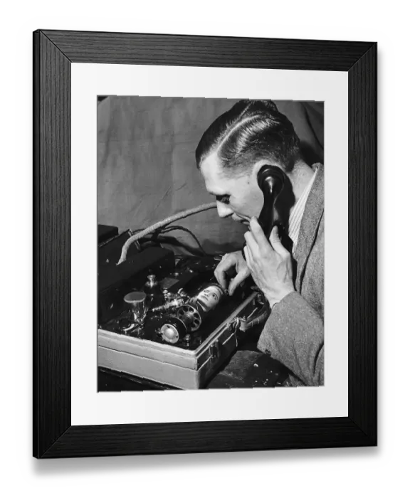 Framed Print : Portable Telephoto machine Newspapers Circa 1952