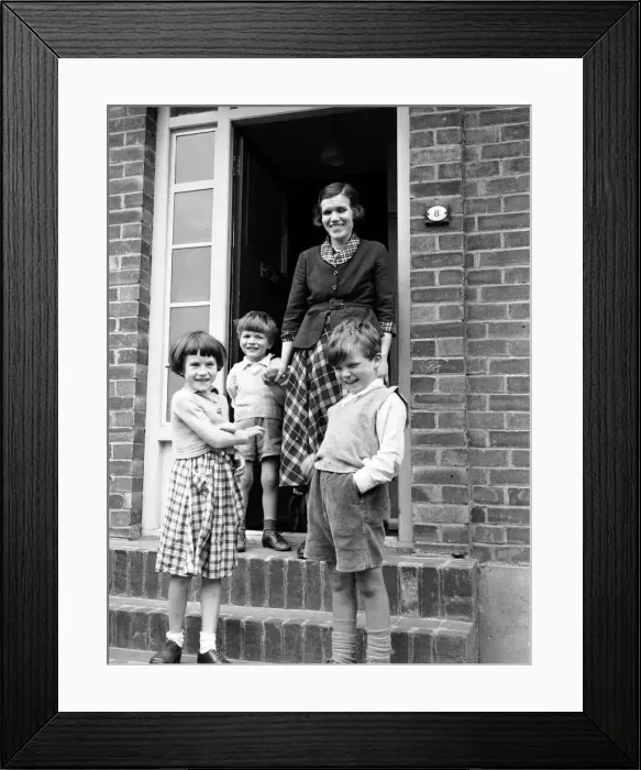 Framed Print : The happy faces of three little children - faces that their parents James