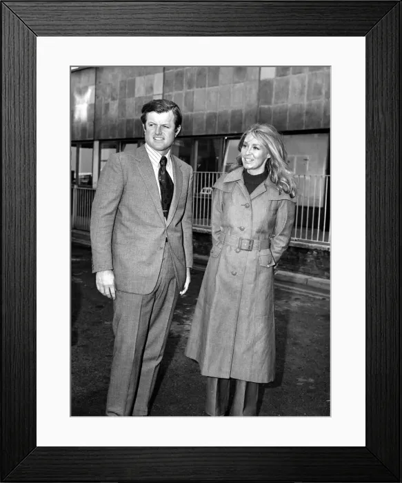 Framed Print : American senator Edward Kennedy pictured with his wife Joan on arrival at Heathrow Framed Print : American senator Edward Kennedy pictured with his wife Joan on arrival at Heathrow