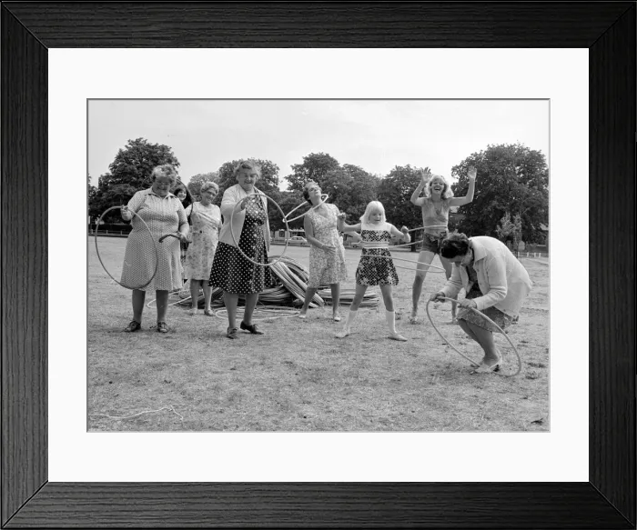 Framed Print : Pensioners playing with Hula Hoops in a Twickenham park. August 1976 P76 734 Framed Print : Pensioners playing with Hula Hoops in a Twickenham park. August 1976 P76 734