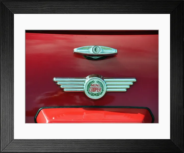 Framed Print : Mini Cooper Badge August 1998 Framed Print : Mini Cooper Badge August 1998