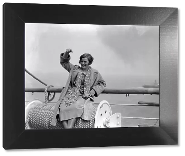 Miss Gertrude Ederle, American swimming champion, arriving in England for an attempt to