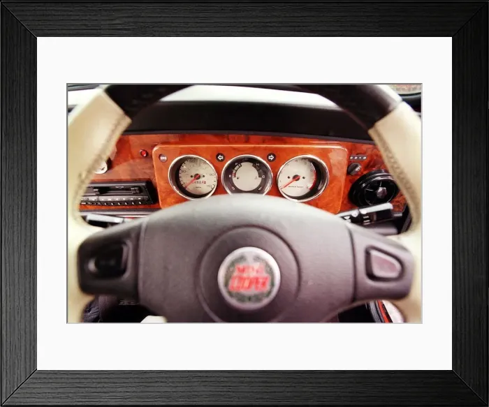 Framed Print : Interior dashboard and steering wheel of a Mini Cooper, May 1999 Framed Print : Interior dashboard and steering wheel of a Mini Cooper, May 1999