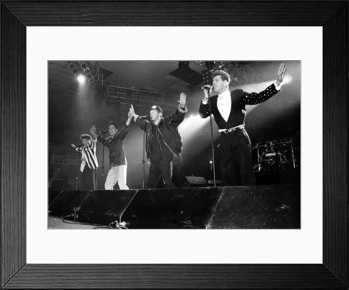 Framed Print : Boy Band New Kids on the Block perform at Whitley Bay Ice Rink 27 April 1990