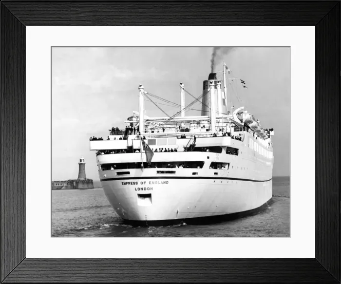 Framed Print : Under her own steam the new liner Empress of England ship (now called Ocean Monarch 1970 Framed Print : Under her own steam the new liner Empress of England ship (now called Ocean Monarch 1970
