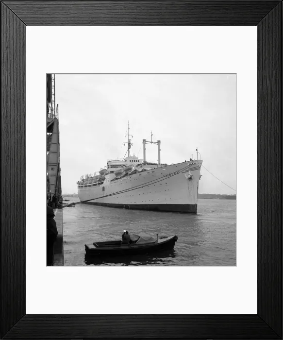 Framed Print : The passenger ship Fair Sea of the famous Sitmar line, the first non-British ship to Framed Print : The passenger ship Fair Sea of the famous Sitmar line, the first non-British ship to