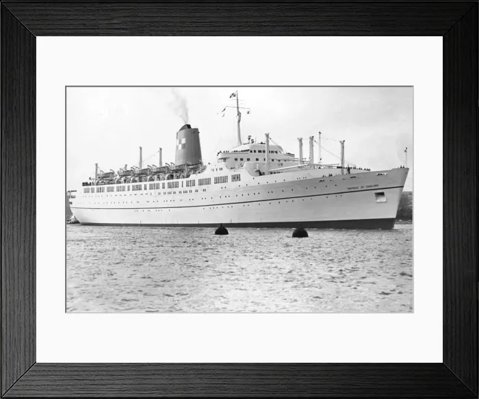 Framed Print : Under her own steam the new liner Empress of England ship (now called Ocean Monarch 1970