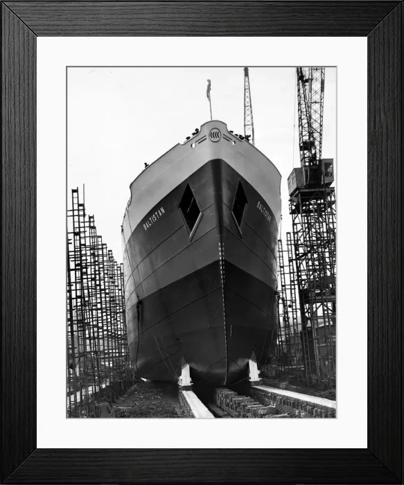 Framed Print : The ship Baltistan slides down the slipway at Readhead shipyard on the River Tyne