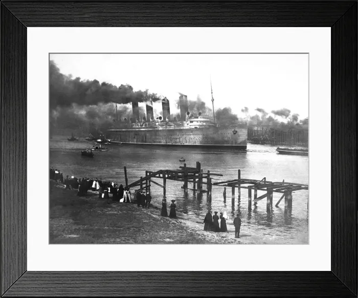 Framed Print : The wallsend built super liner Mauretania leaves the river Tyne for her first trials Framed Print : The wallsend built super liner Mauretania leaves the river Tyne for her first trials