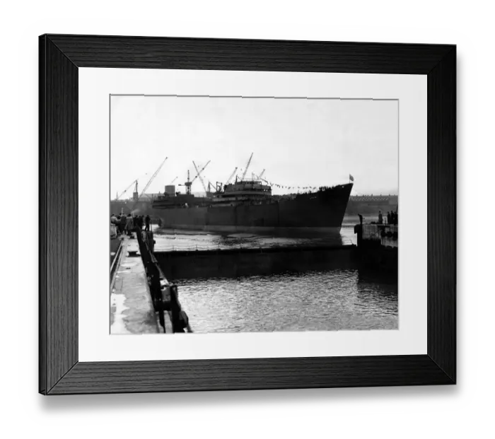 Framed Print : Built in two parts then joined together in dry dock, the 18
