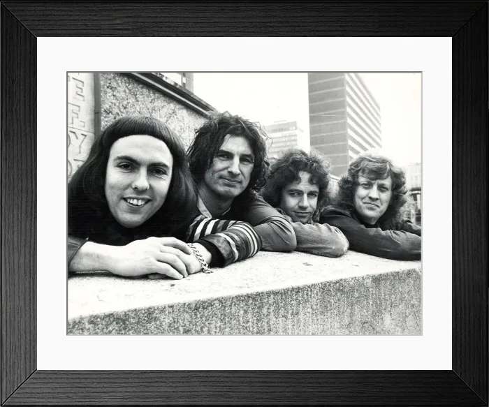 Framed Print : Glam rock group Slade posing for pictures in Birmingham City Centre