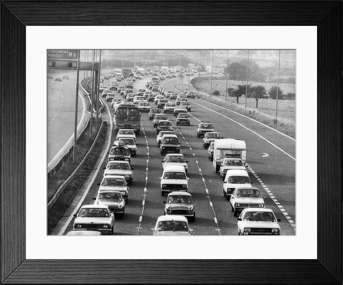 : Heavy traffic on the M6. 29th August 1983 : Heavy traffic on the M6. 29th August 1983