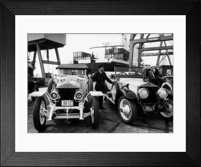 Framed Print : 22 Vintage Rolls Royce cars arrive in Britain by ship from America
