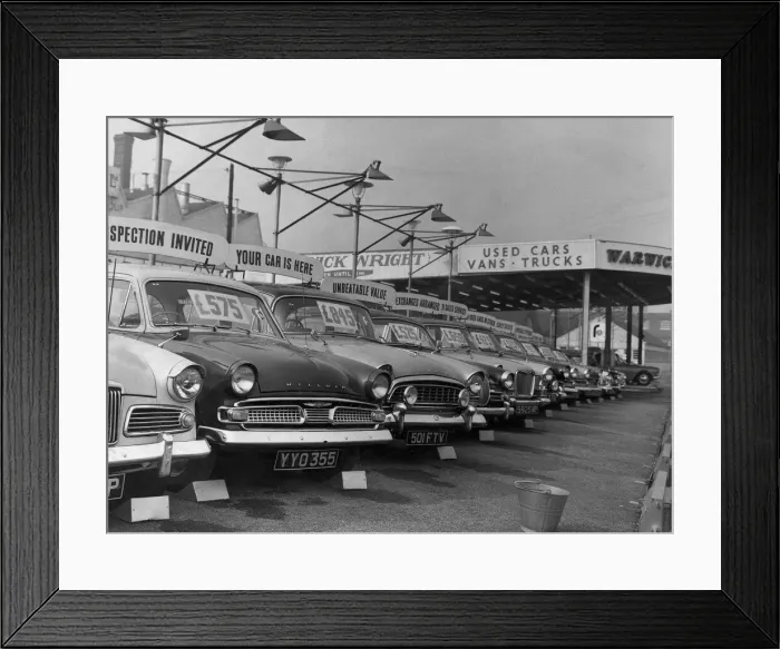 Framed Print : Used car sales. 9th October 1962 Framed Print : Used car sales. 9th October 1962