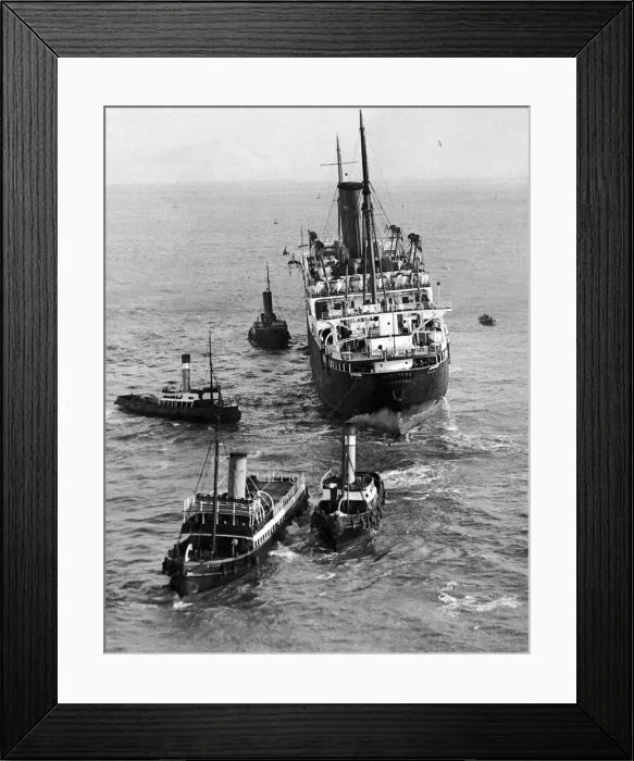 Framed Print : The Liner Montrose and the tugs which were sent to re-float her in the Mersey Framed Print : The Liner Montrose and the tugs which were sent to re-float her in the Mersey