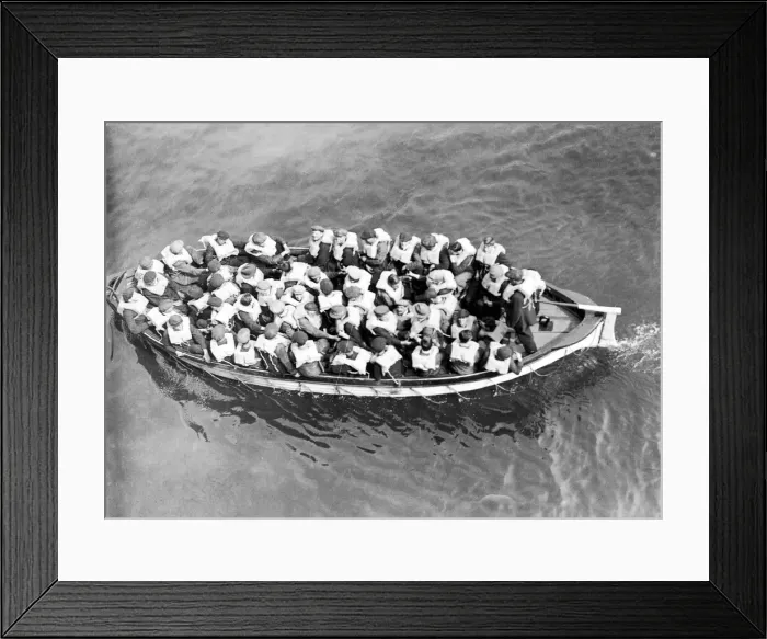 Framed Print : Overhead view of the Fleming hand-propelled aluminum alloy lifeboat at the Royal Albert Framed Print : Overhead view of the Fleming hand-propelled aluminum alloy lifeboat at the Royal Albert