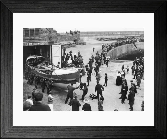 Framed Print : Launch of Peel Lifeboat. 15th August 1913