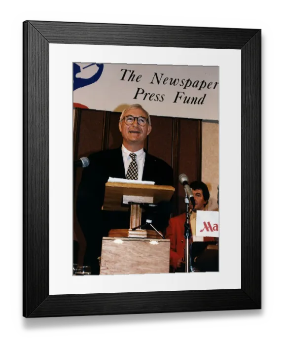 Framed Print : John Birt BBC Director General - speaking at the Newspaper Press Fund at the Glasgow Framed Print : John Birt BBC Director General - speaking at the Newspaper Press Fund at the Glasgow