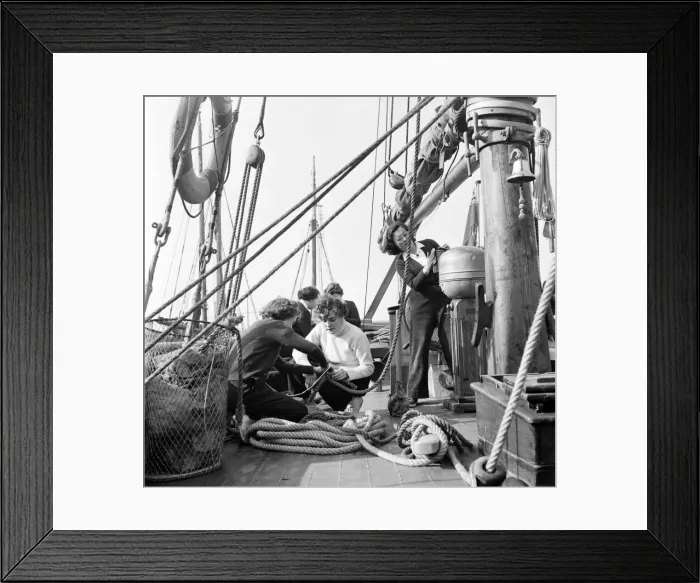 Framed Print : Sailors and cadets of the under 21 sailing club seen here aboard the Brixham fishing Framed Print : Sailors and cadets of the under 21 sailing club seen here aboard the Brixham fishing