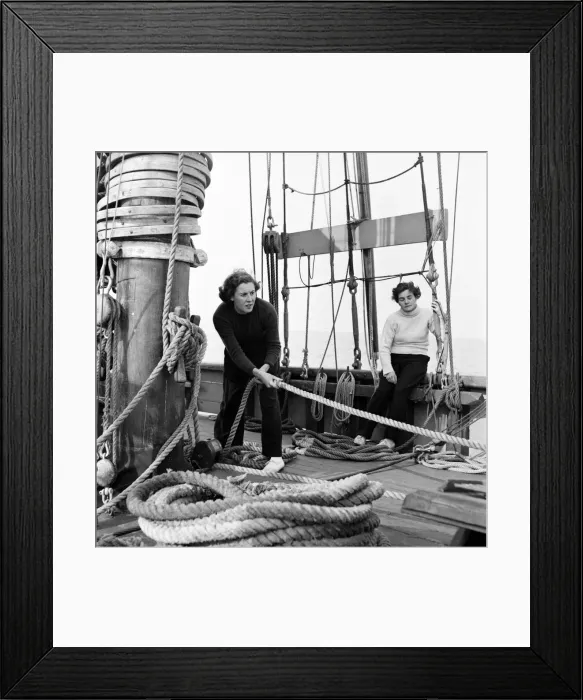 Framed Print : Sailors and cadets of the under 21 sailing club seen here aboard the Brixham fishing