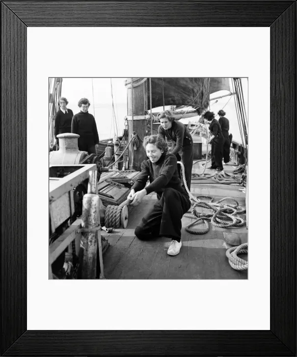 Framed Print : Sailors and cadets of the under 21 sailing club seen here aboard the Brixham fishing
