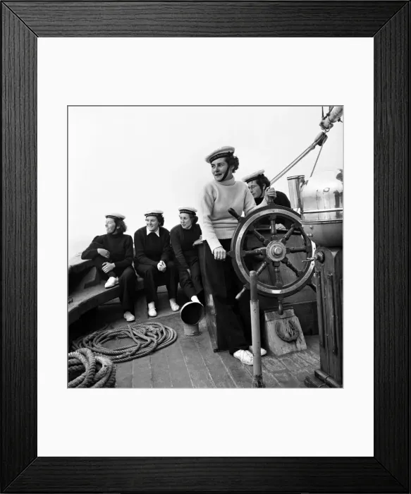 Framed Print : Sailors and cadets of the under 21 sailing club seen here aboard the Brixham fishing