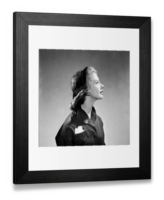 Framed Print : Clothing: Fashion: Hats Hat of ribbon of veiling. June 1952 C3241