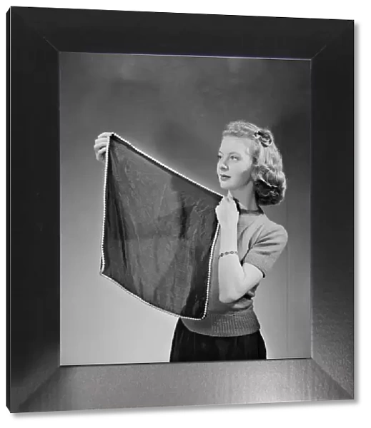 Clothing : Fashion: Pearl - edged hankies. June 1952 C3239-001