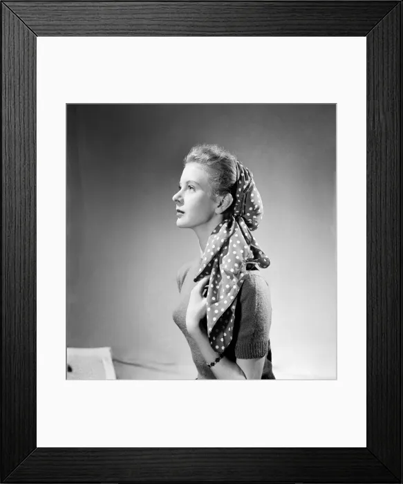 Framed Print : Women modelling an adaptable scarf. June 1952 C3240 Framed Print : Women modelling an adaptable scarf. June 1952 C3240