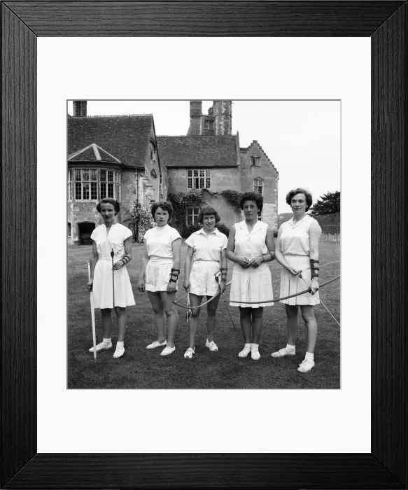 Framed Print : Bisham Abbey Physical recreation Ccentre. A group of women on the lawns in front of Framed Print : Bisham Abbey Physical recreation Ccentre. A group of women on the lawns in front of
