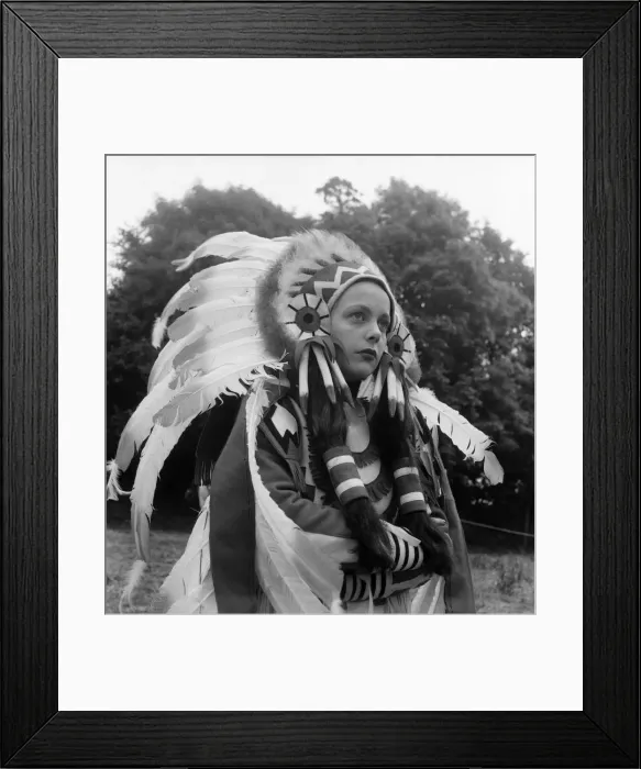 Framed Print : Carol Gray dressed as a Indian takes part in the Cal McAndrew rodeo show Framed Print : Carol Gray dressed as a Indian takes part in the Cal McAndrew rodeo show