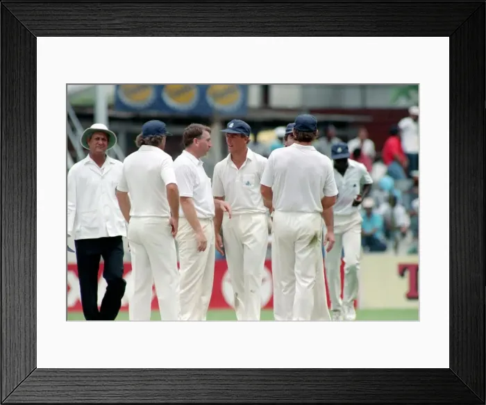 Framed Print : February 1990 90-1082-039 International Test Match Cricket. West Indies vs England