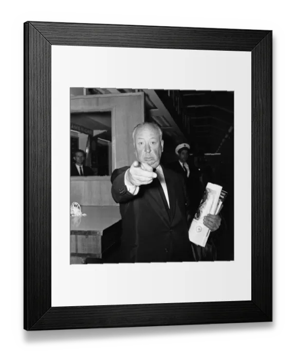 Framed Print : Alfred Hitchcock - film director - June1960 Pointing Finger at Photographer Framed Print : Alfred Hitchcock - film director - June1960 Pointing Finger at Photographer