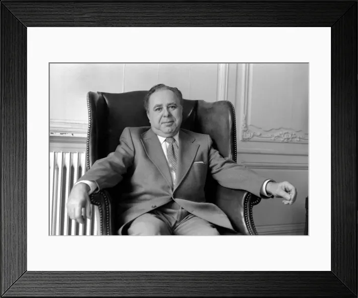 Framed Print : Bond Film Feature: Harry Saltzman, co-producer of the Bond films, in his London Office Framed Print : Bond Film Feature: Harry Saltzman, co-producer of the Bond films, in his London Office