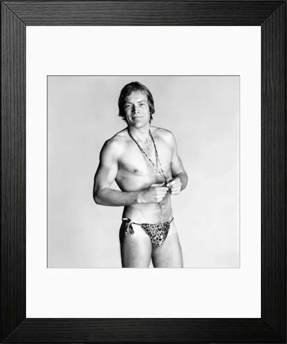 Framed Print : Man / Humour / Unusual. Male Thong Worn by Mack Eagles. March 1975 75-01663 Framed Print : Man / Humour / Unusual. Male Thong Worn by Mack Eagles. March 1975 75-01663