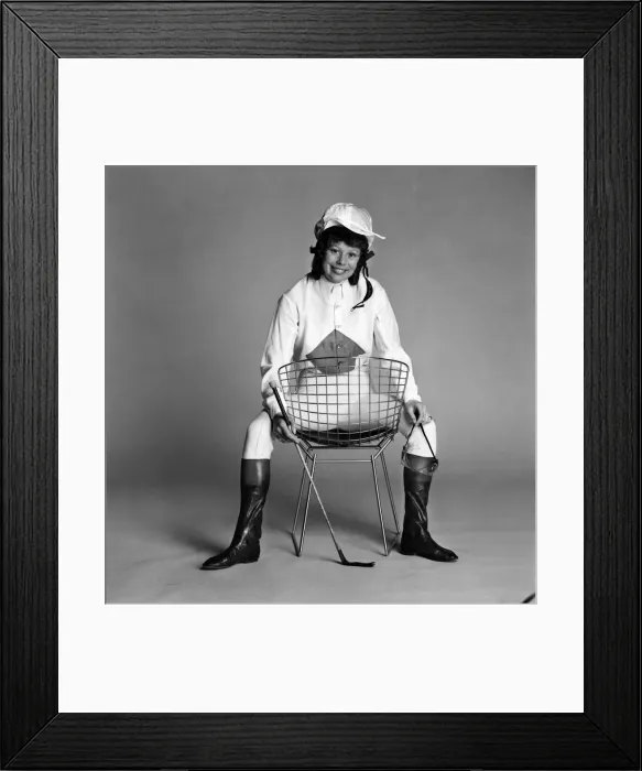 Framed Print : Sport: Horse racing. Lady Jockey Brook Sanders in the Daily Mirror Studio Framed Print : Sport: Horse racing. Lady Jockey Brook Sanders in the Daily Mirror Studio