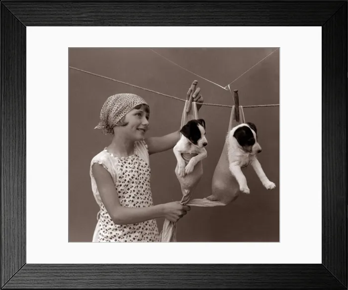Framed Print : Love is hanging the puppies out to dry This picture was taken sometime in
