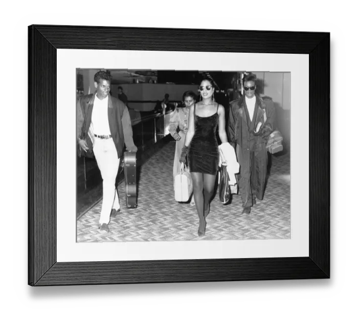Framed Print : Five Star pop group walk through airport c. 1986 Framed Print : Five Star pop group walk through airport c. 1986