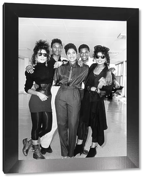 Five Star pop group at London Airport. c. 1986