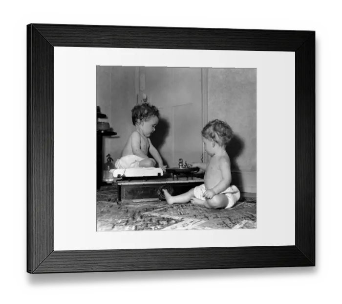 Framed Print : Babies Chirstopher and John Hutton seen have playing. April 1953 D1765-002 Framed Print : Babies Chirstopher and John Hutton seen have playing. April 1953 D1765-002