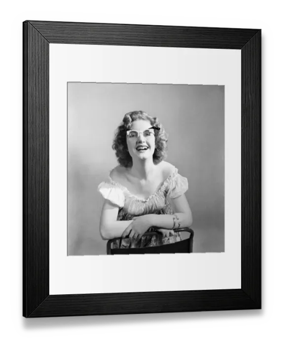 Framed Print : 18 Yrs old actress Shirley Lorimer displaying the spectacles. May 1953 D2541-001 Framed Print : 18 Yrs old actress Shirley Lorimer displaying the spectacles. May 1953 D2541-001