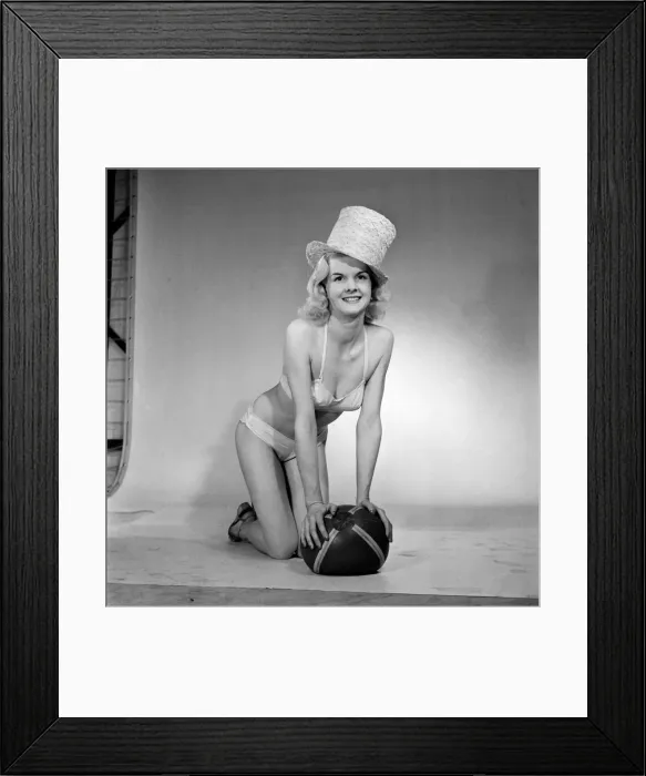 Framed Print : Model wearing straw hats. April 1953 D1688-003